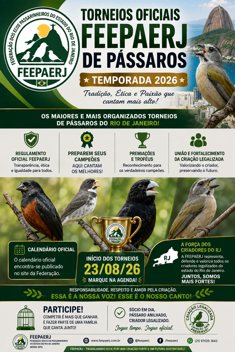 CALENDÁRIO TORNEIOS OFICIAIS 2026